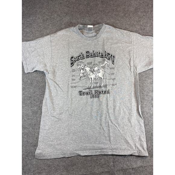 VINTAGE South Dakota ATV Trail Rated Shirt Mens XL Gray Graphic Retro Tee 80s - Picture 1 of 7